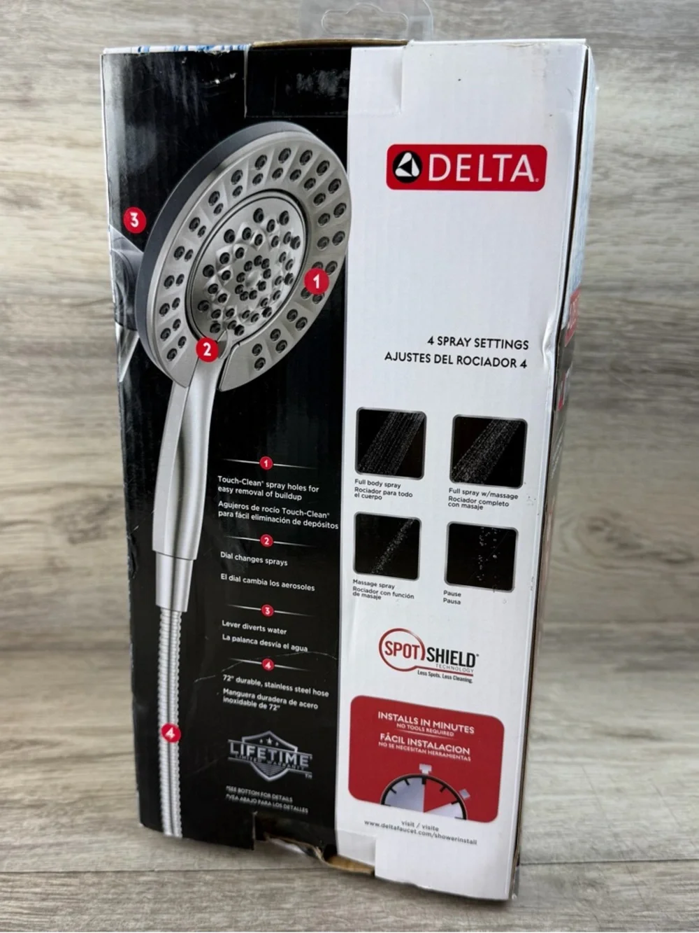 NEW Delta In2ition 2-in-1 Shower Head Brushed Nickel 4 Spray Settings 75955SN